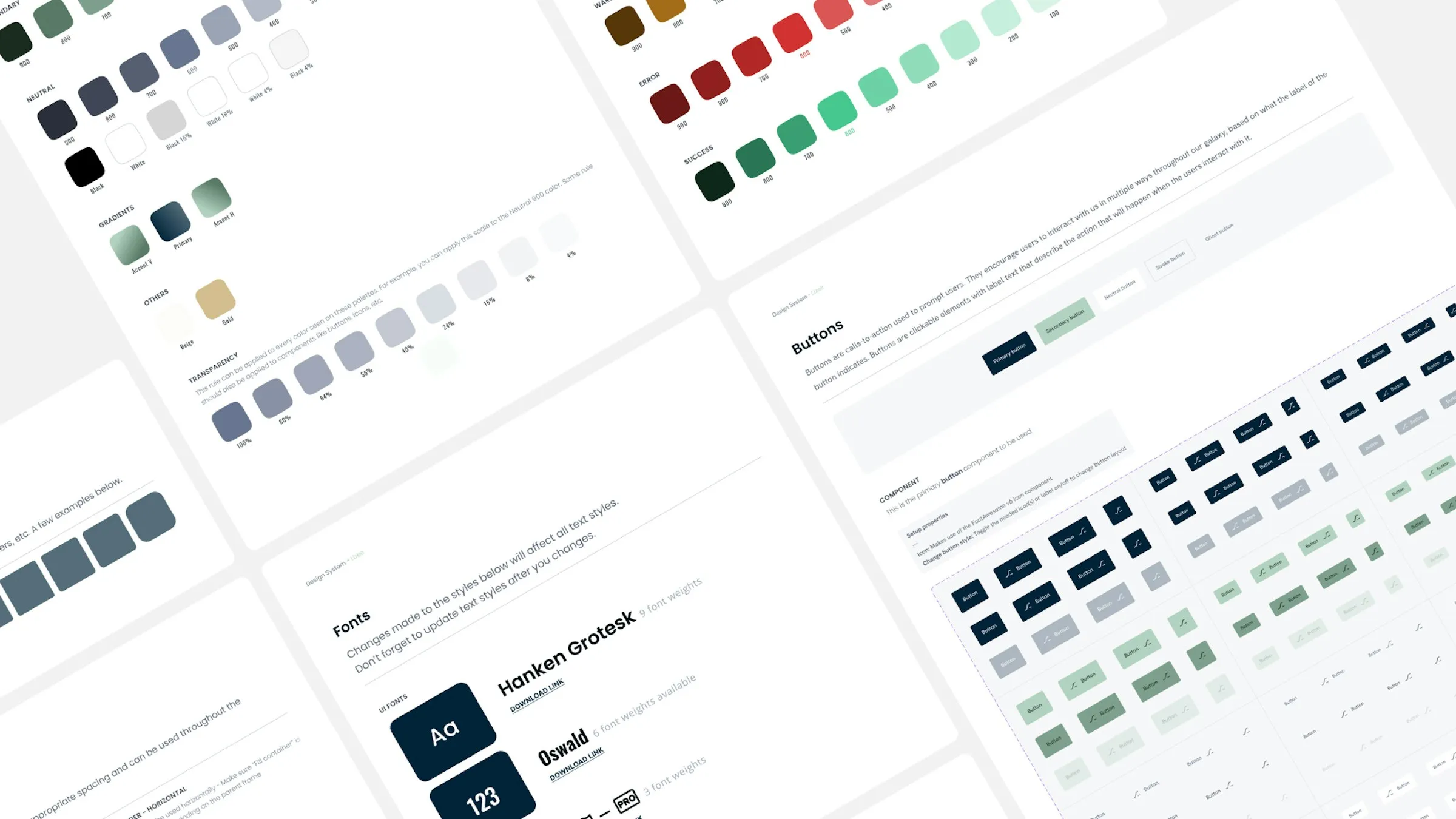 Aperçu du Design System Figma de Lizee (typographie, couleurs, composants).