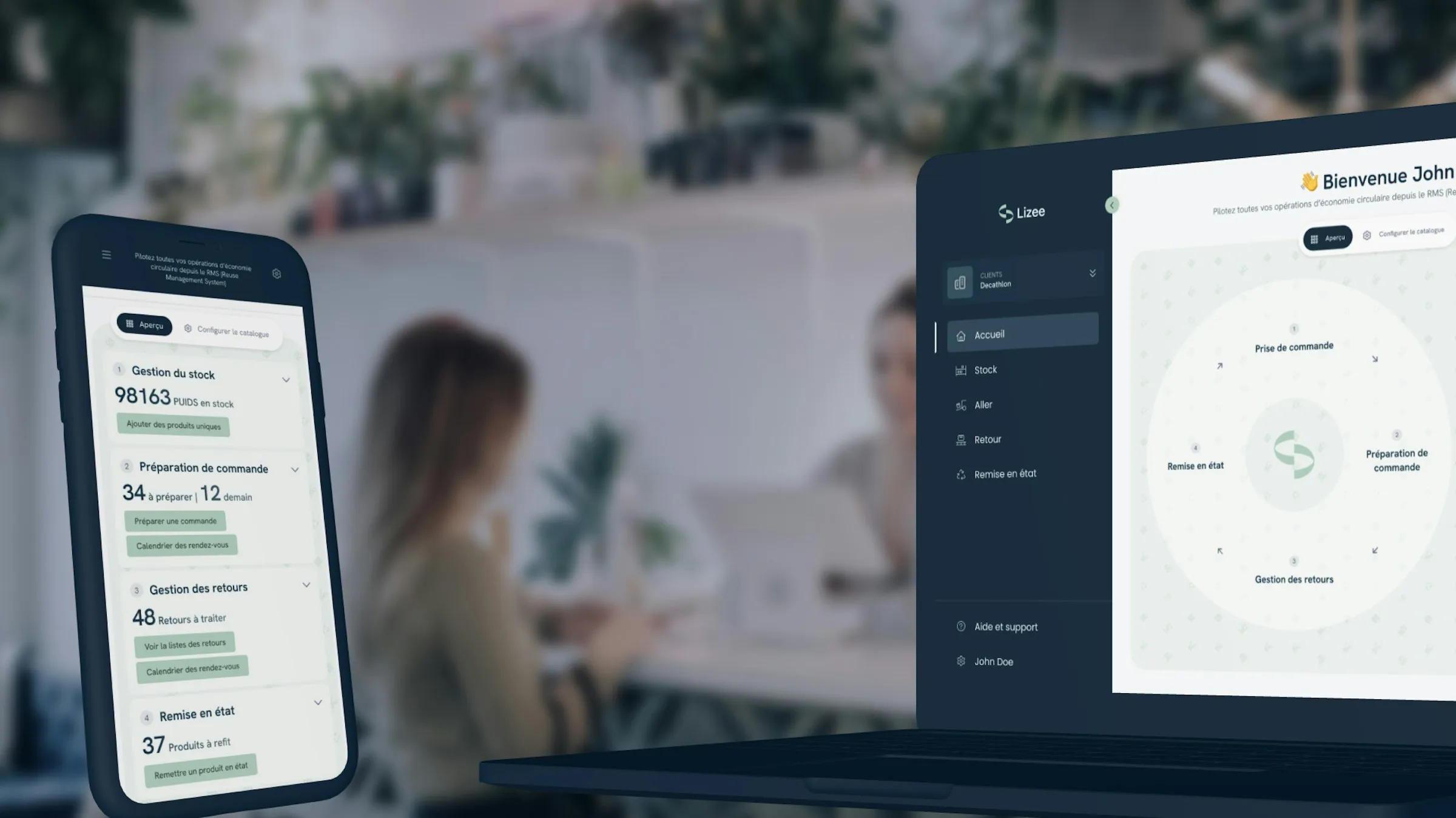 Nouveau dashboard d’accueil du RMS de Lizee, contextualisé par rôle.